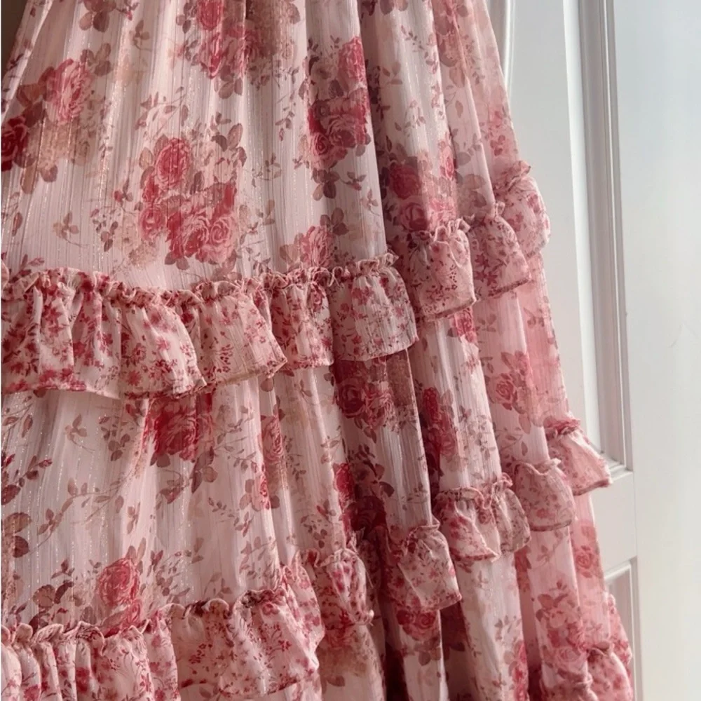 Altar'd State Blush Floral Tiered Dress - Picture 6 of 12